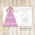 Winter invitations sweet 16 quinceanera pink lillac dress printable