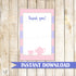 Tea Party Blank Thank You Card Note Birthday Baby Shower Printable