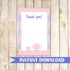 Tea Party Blank Thank You Card Note Birthday Baby Shower Printable