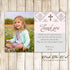Pink Silver Baptism Christening Thank You Note Girl Printable