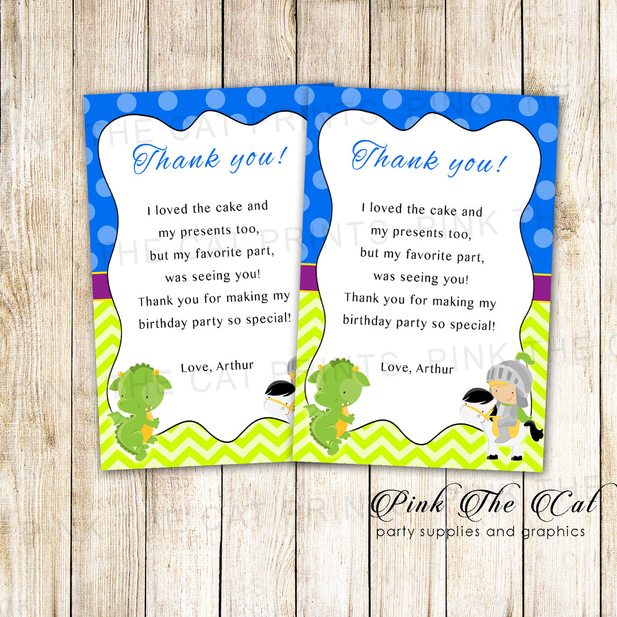 30 Dragon knight thank you card boy baby shower birthday