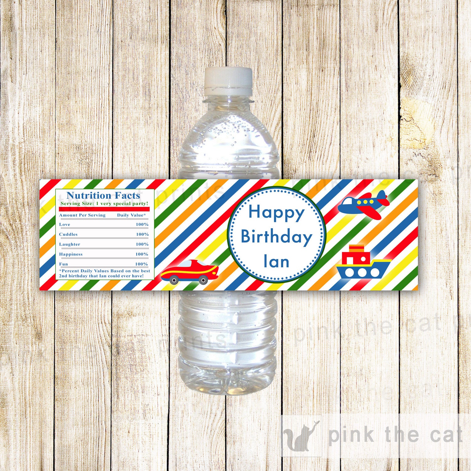 Transportation Bottle Label Wrapper Baby Shower Boy Birthday