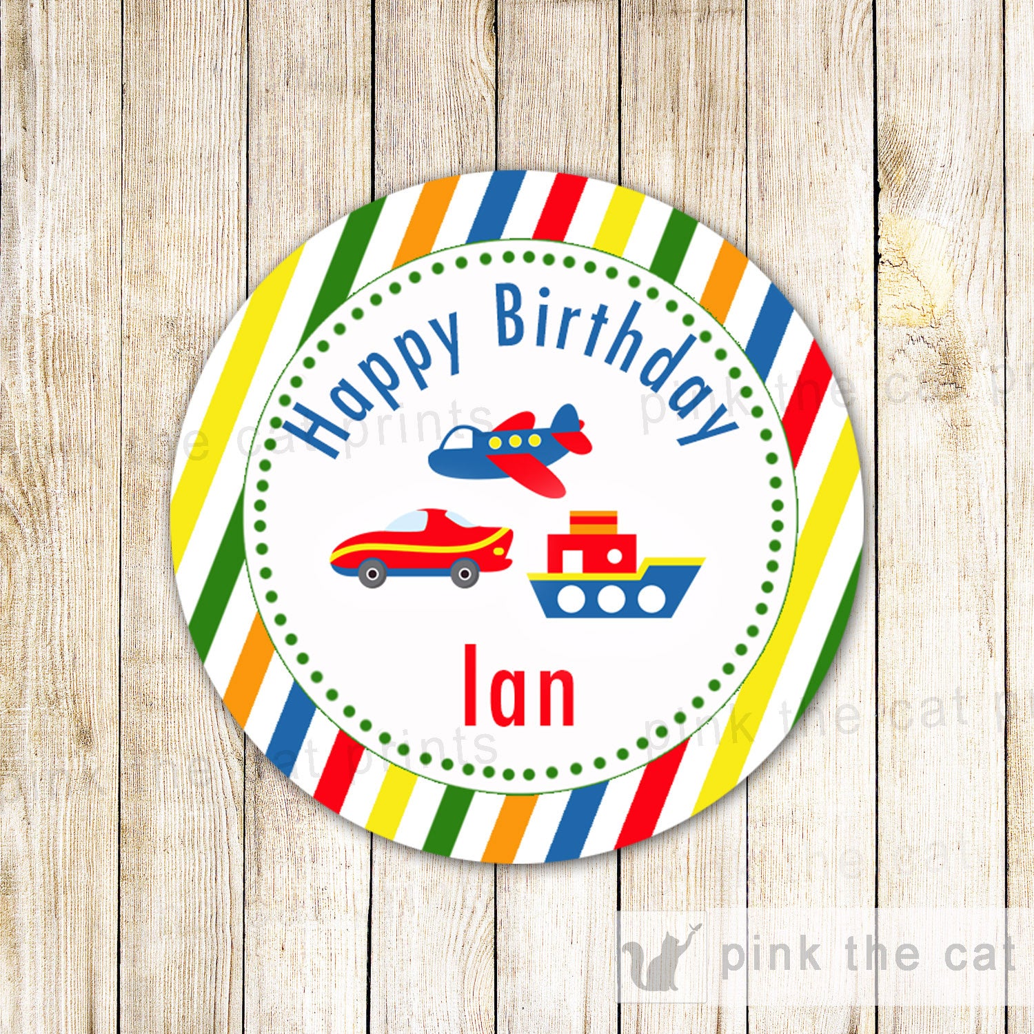Transportation Favor Label Sticker Gift Tag Boy Birthday Toys Plane Car