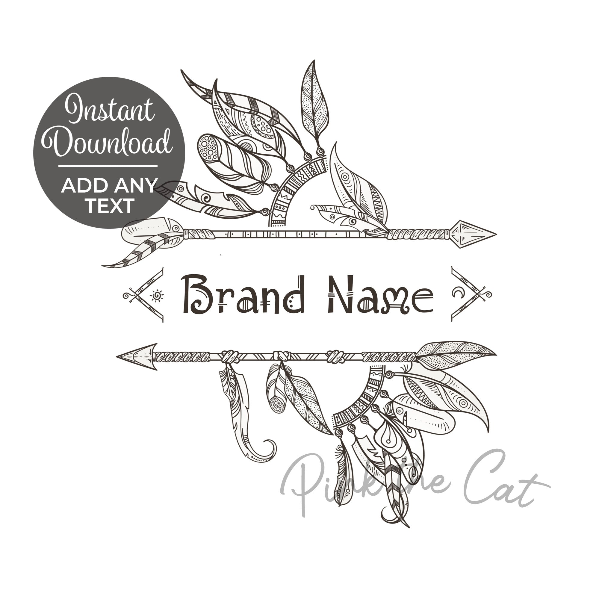 Tribal logo design arrow feathers black white