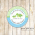 40 stickers turtle favor label boy baby shower green blue