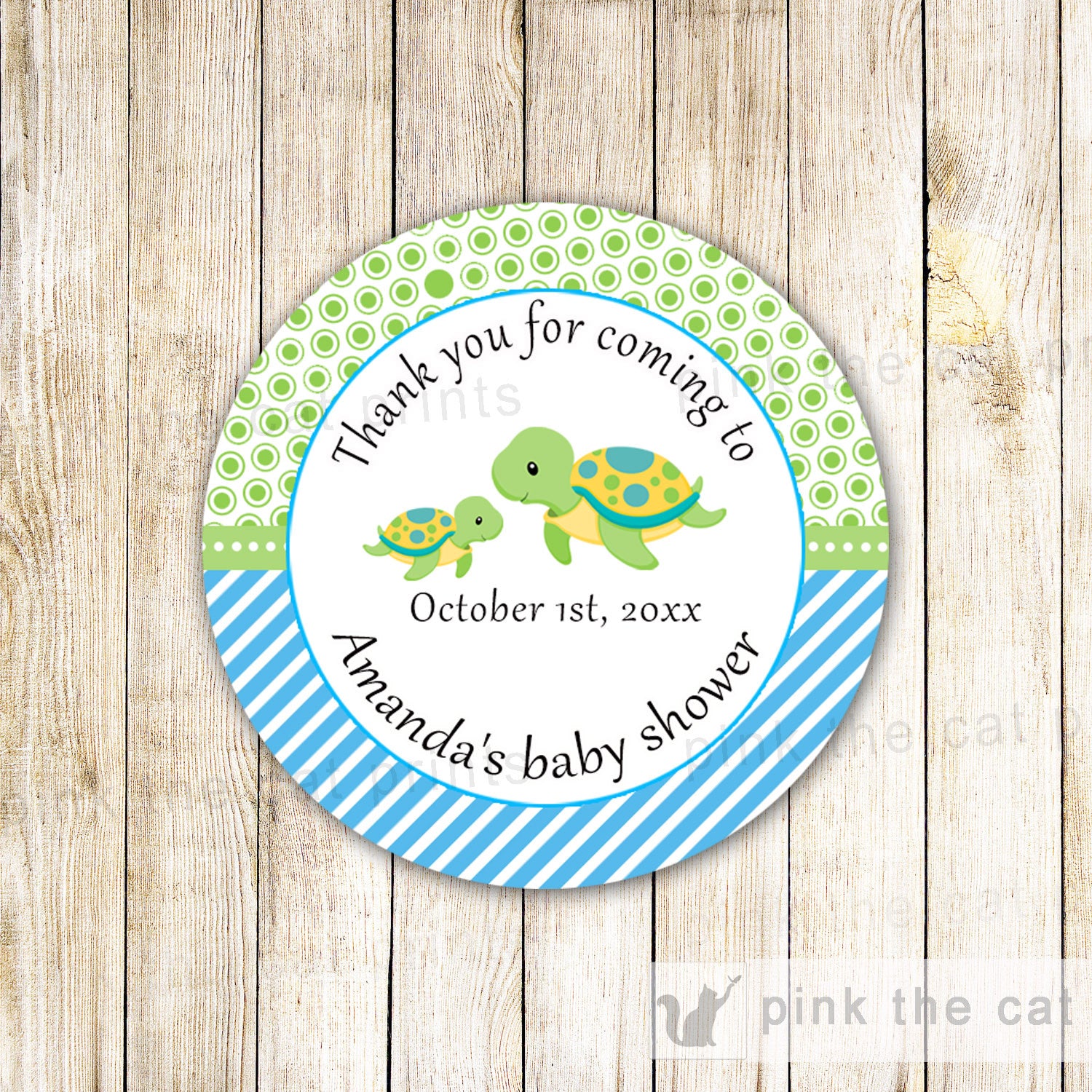 40 Stickers Favor Label Turtle Baby Shower