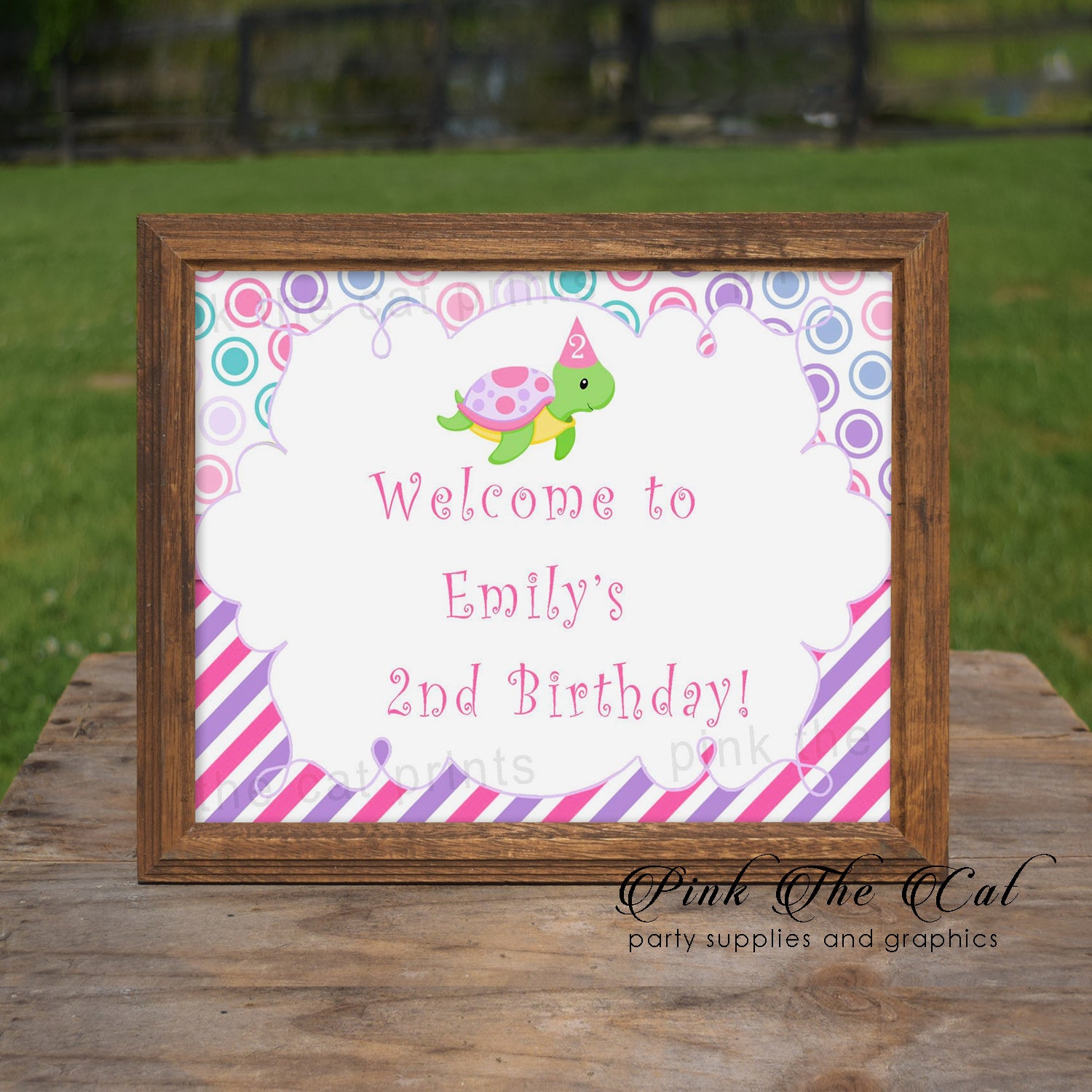 Turtle Welcome Sign Girl Birthday Party Printable