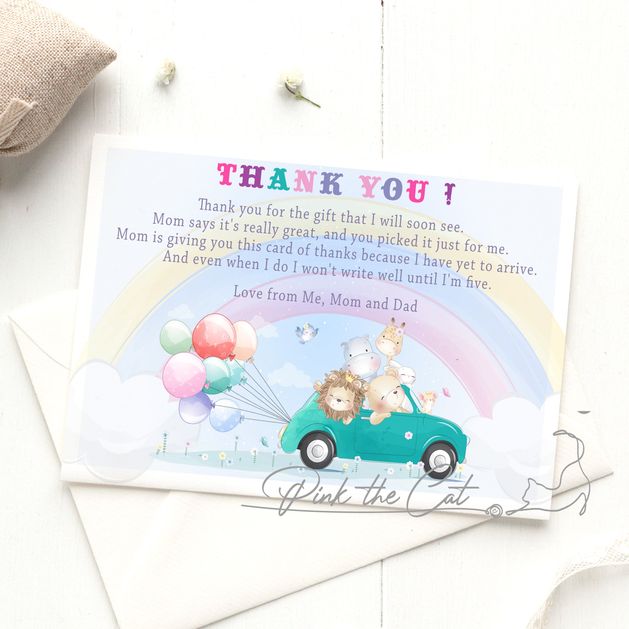 Jungle ballons thank you card