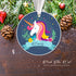 Personalized Christmas tree ornament girl unicorn blue