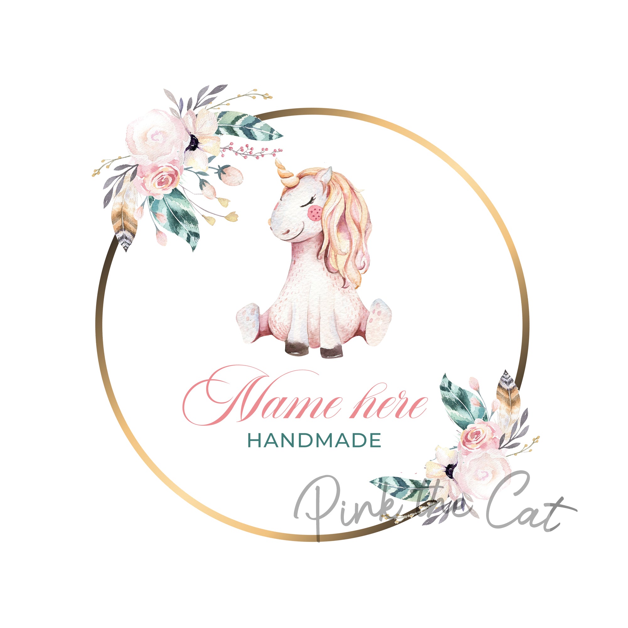 Premade unicorn floral logo design