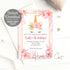 Floral unicorn invitation birthday baby shower pink gold