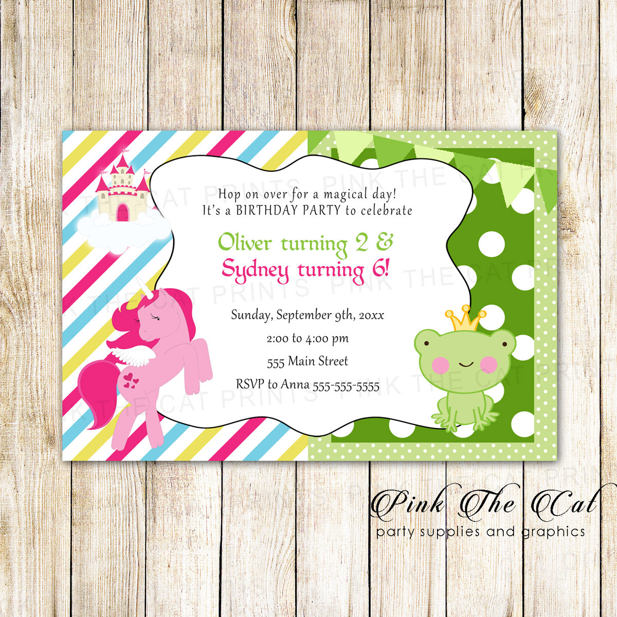 30 Unicorn Frog Kids Birthday Invitations