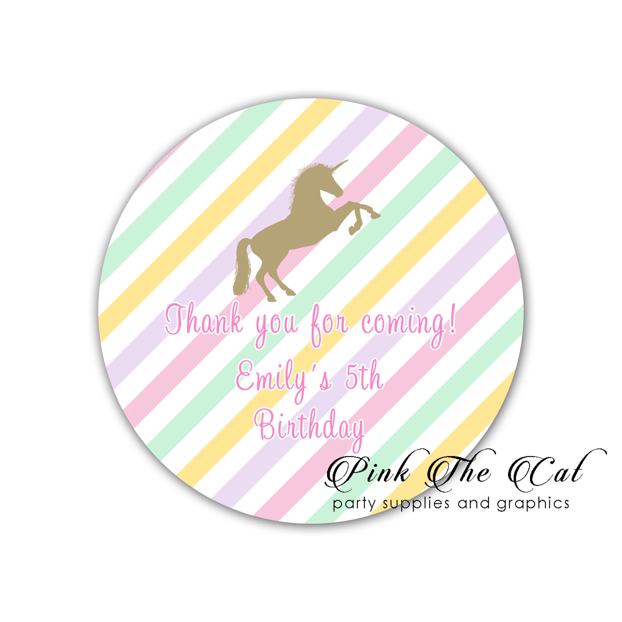 70 Pink gold unicorn stickers labels girl birthday baby shower