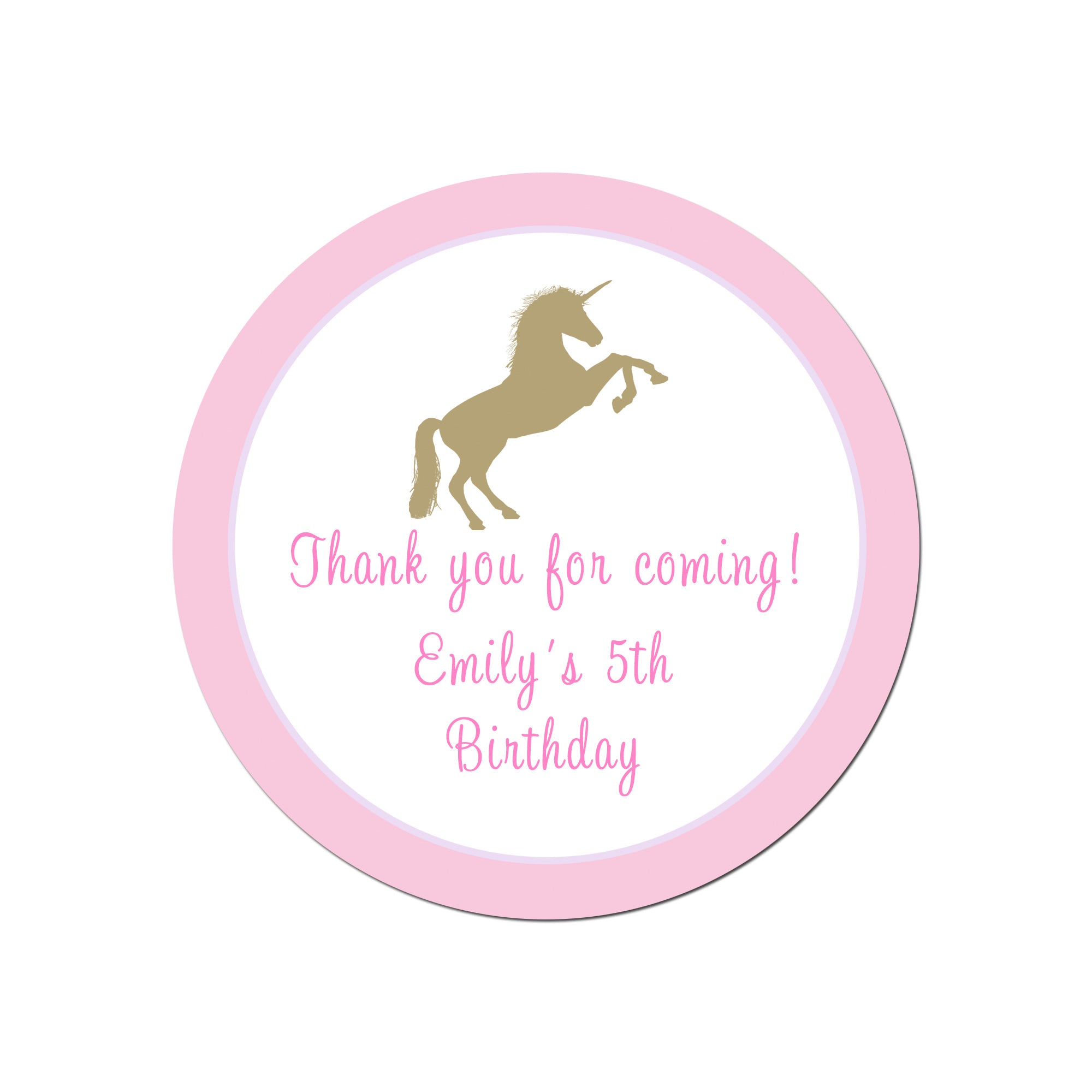 Gold pink unicorn stickers labels printable