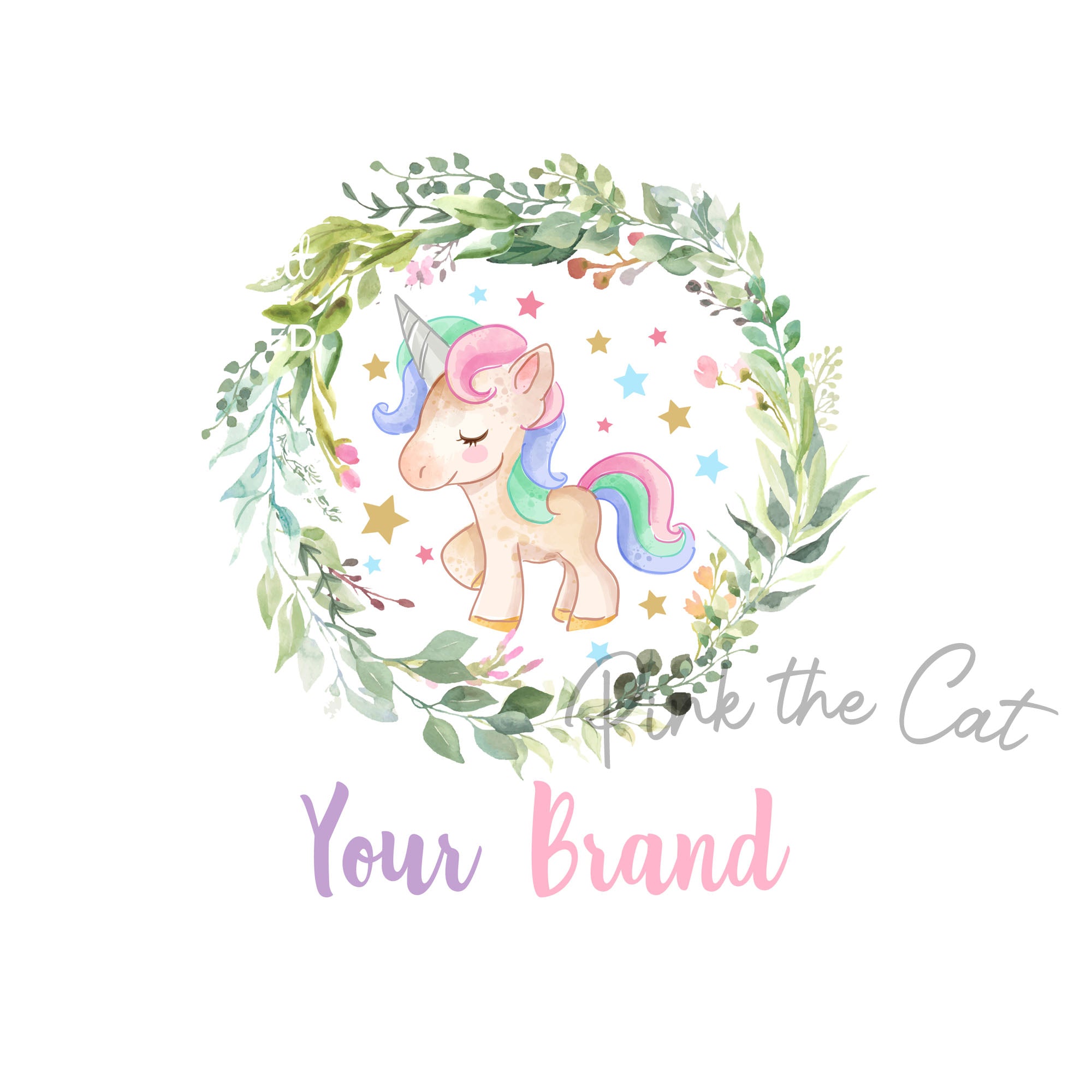 Unicorn and greenery logo design