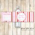 Pink Red Stripes Bottle Label Birthday Baby Shower Printable