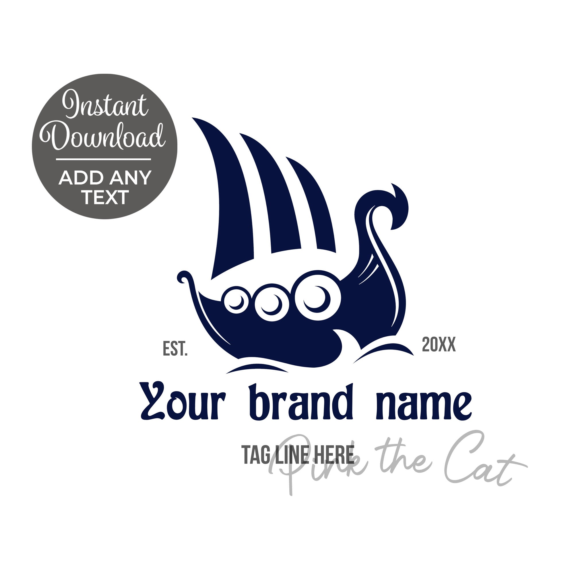 Viking boat logo blue and silver