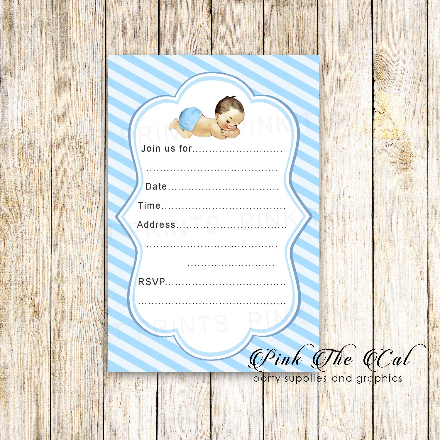 Boy Vintage Baby Invitation Fill In Blank Printable