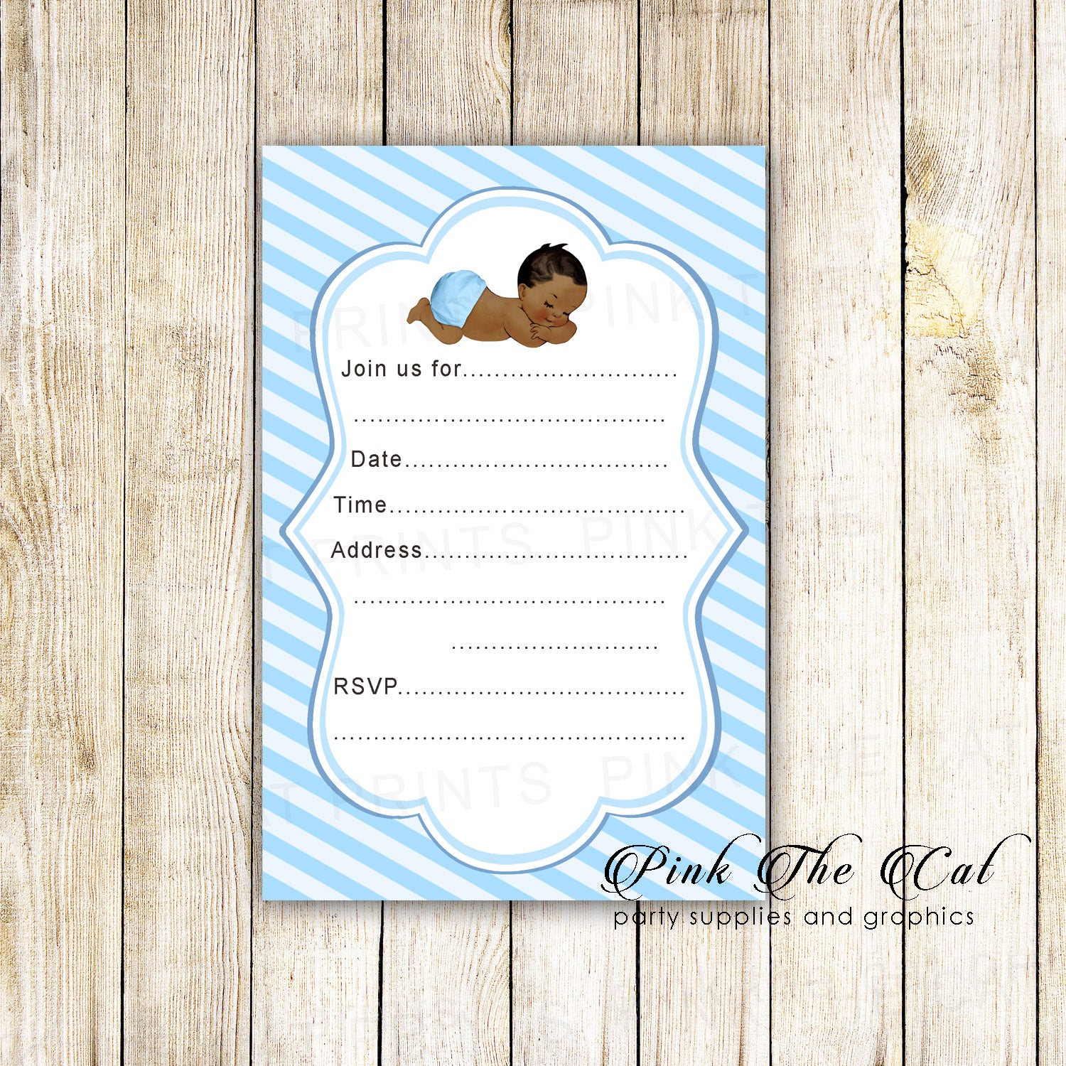 30 printed cards blue boy vintage baby shower invitations fill in