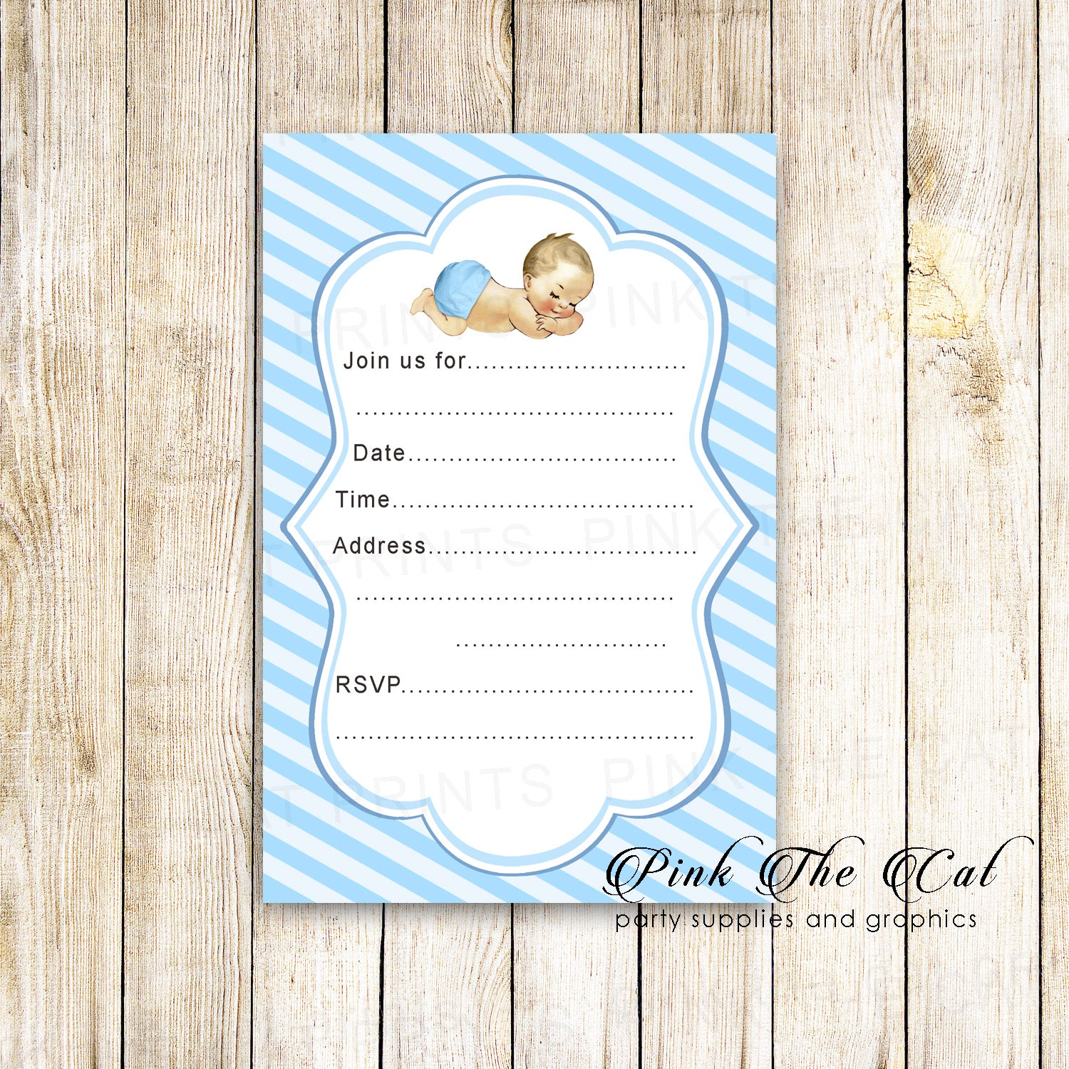 Boy Vintage Baby Invitation Fill In Blank Printable