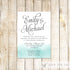 Watercolor Teal Wedding Invitation & RSVP Card