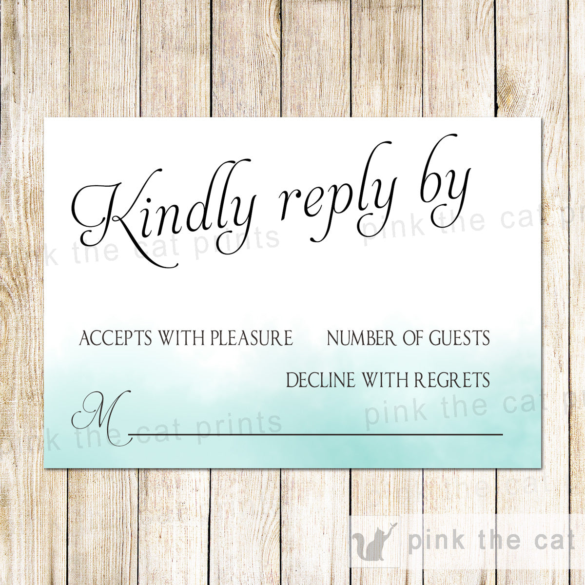 Watercolor Teal Wedding Invitations & RSVP Cards