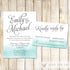 Watercolor Teal Wedding Invitation & RSVP Card