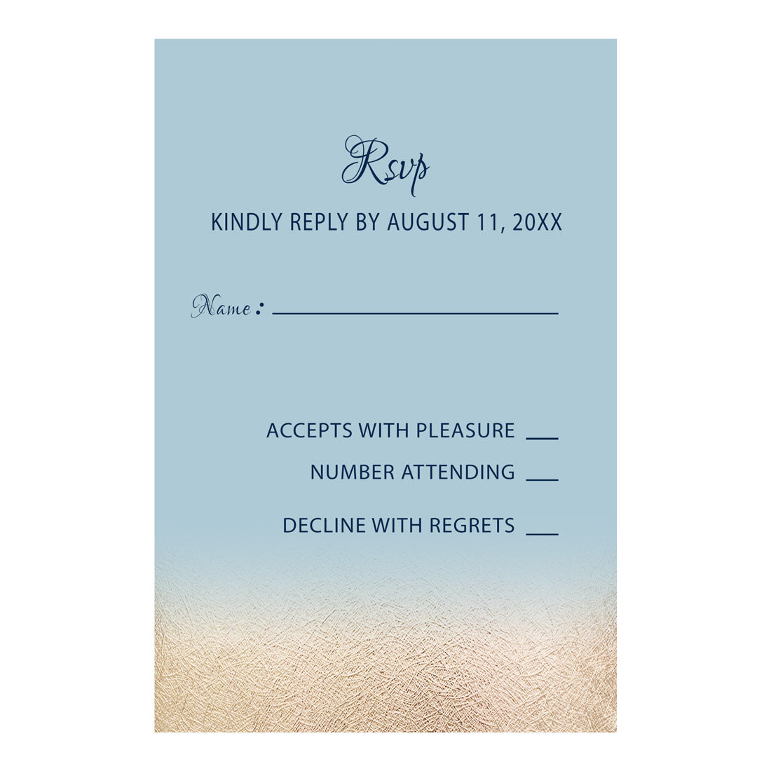 Gold Blue Invitations & RSVP Cards White Roses