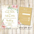 100 printed Floral Wedding Invitations & RSVP Cards Blush Pink Gold
