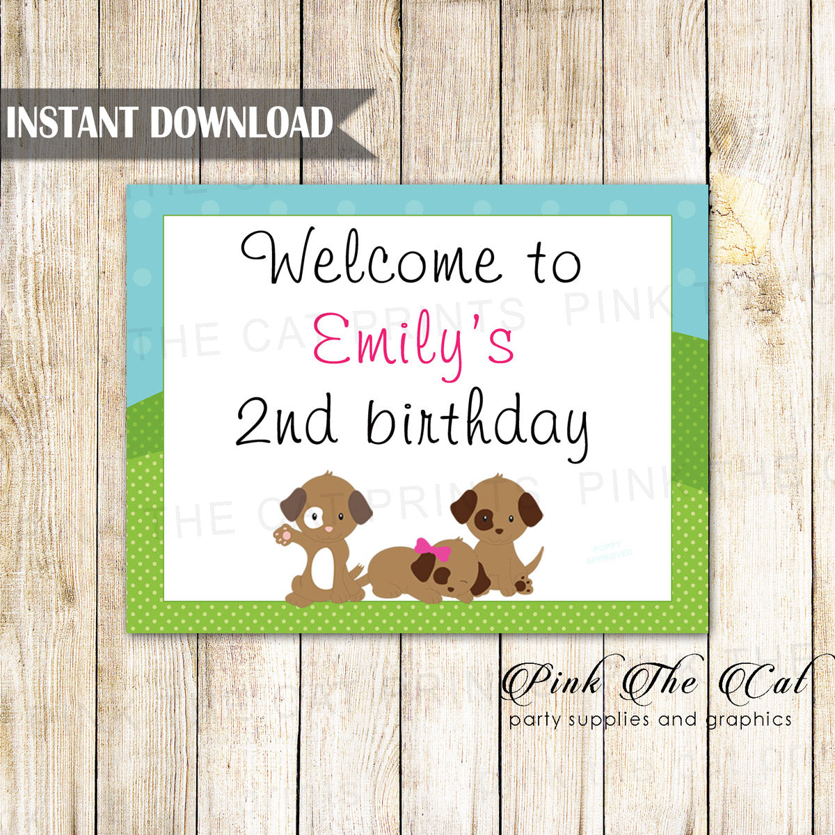 Puppy Pawty Welcome Sign Kids Birthday Printable
