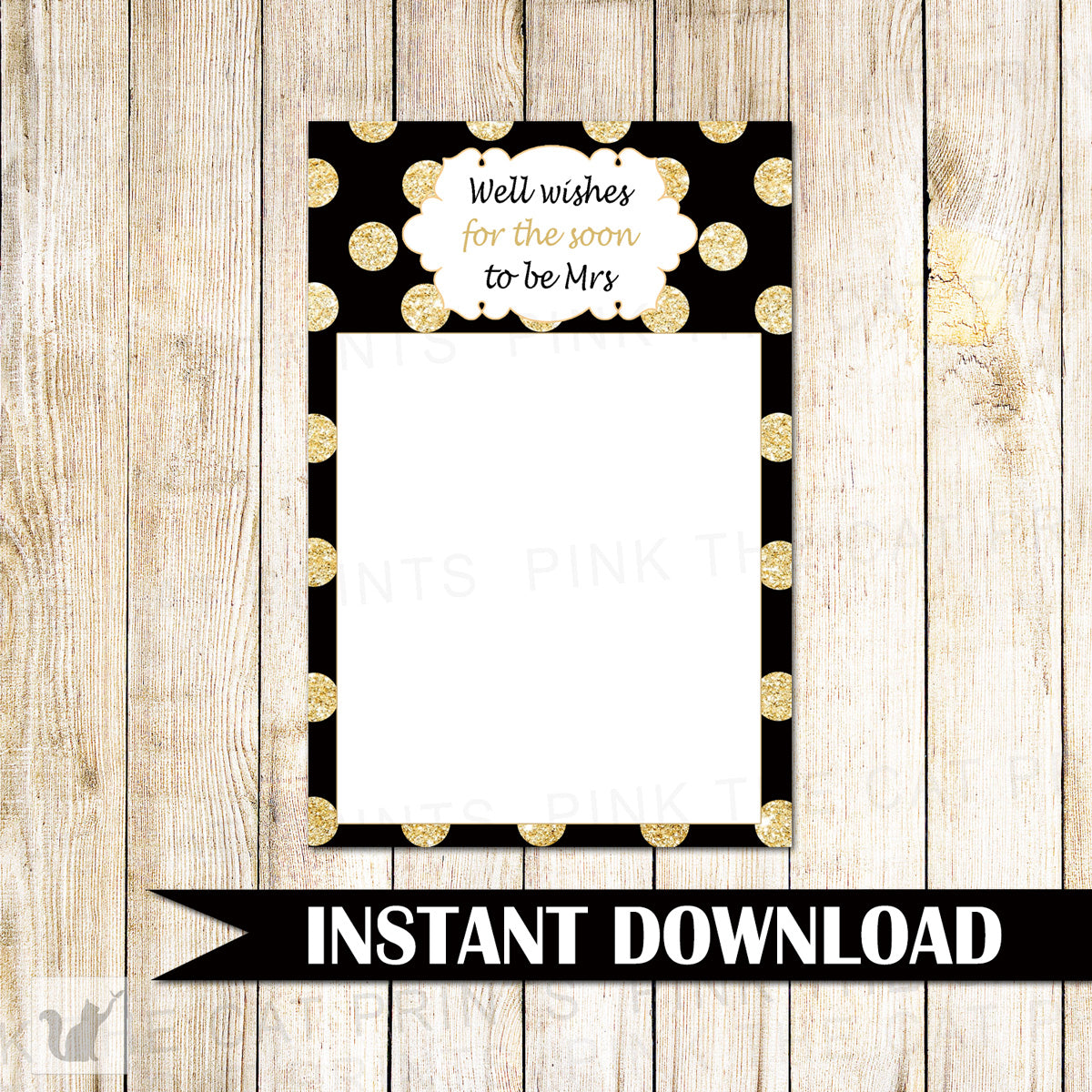 Gold Black Glitter Bridal Shower Advice Cards