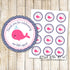 40 Nautical Stickers Label Whale Girl Baby Shower Pink Blue