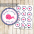 Nautical Stickers Label Whale Girl Baby Shower Pink Blue Printable