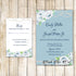 100 Printed Wedding Invitations & RSVP Cards White Roses Pearls Blue