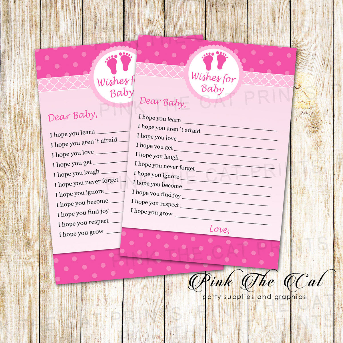 30 wishes for baby hot pink footprints baby shower