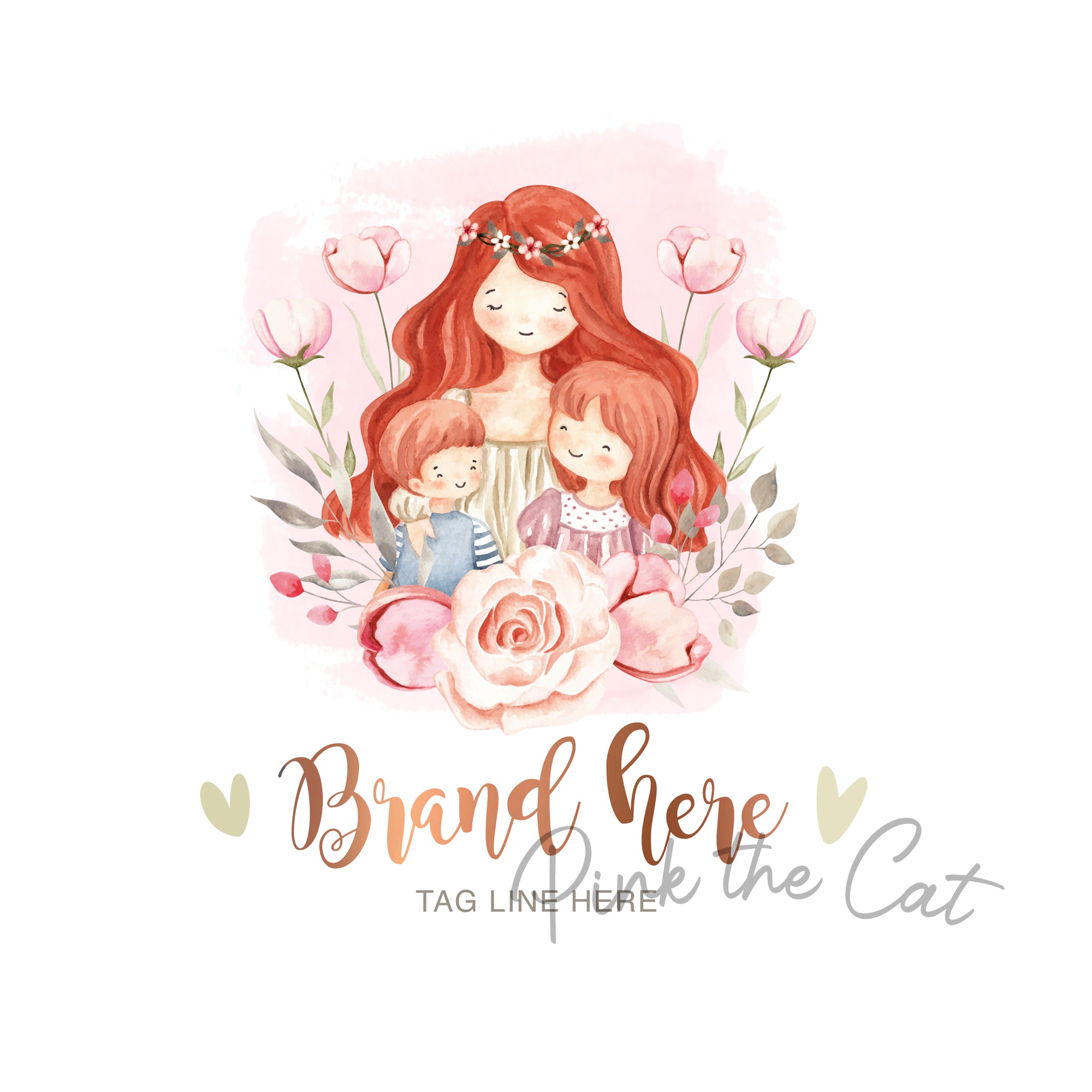 Woman and children floral boho logo