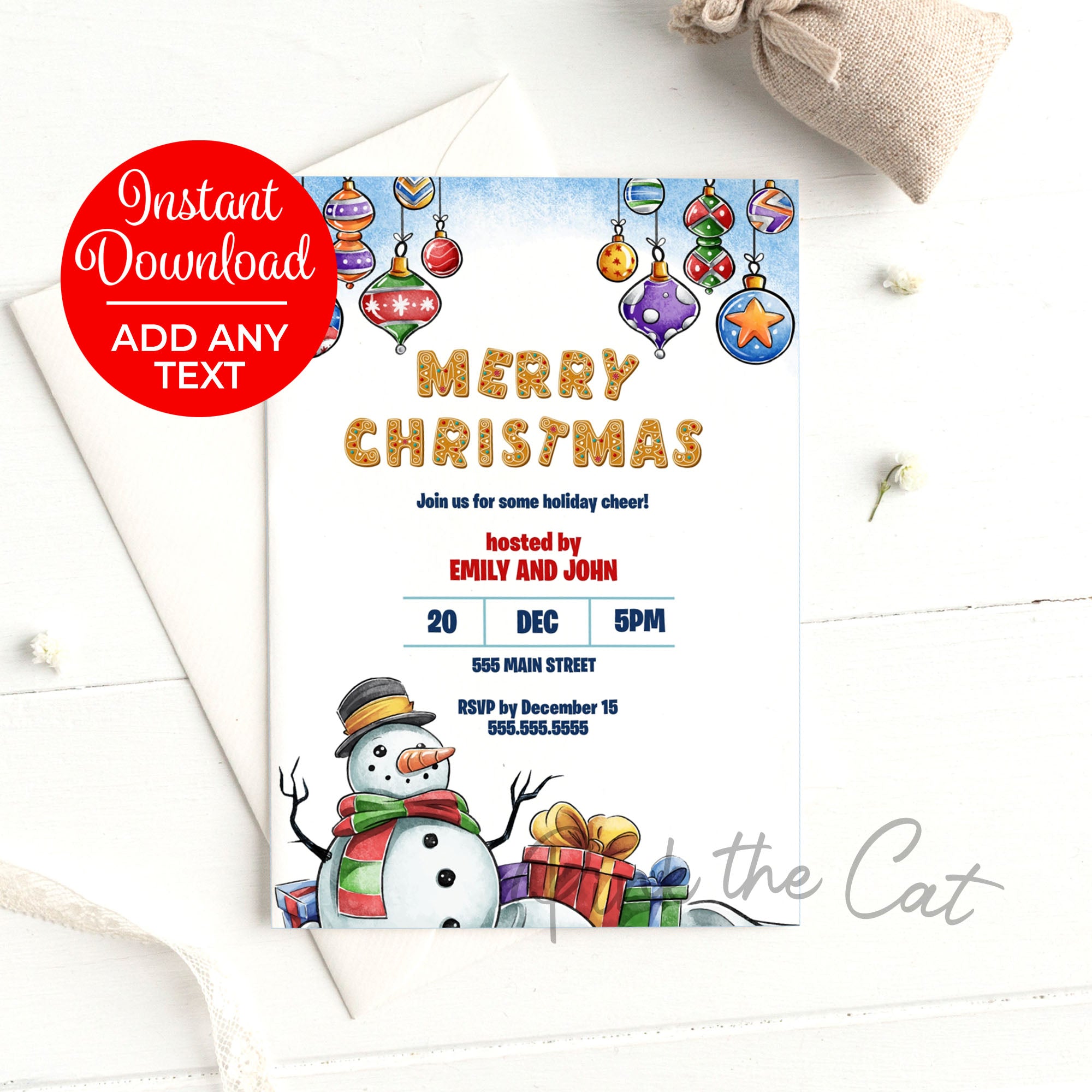 Snowman invitation christmas party printable