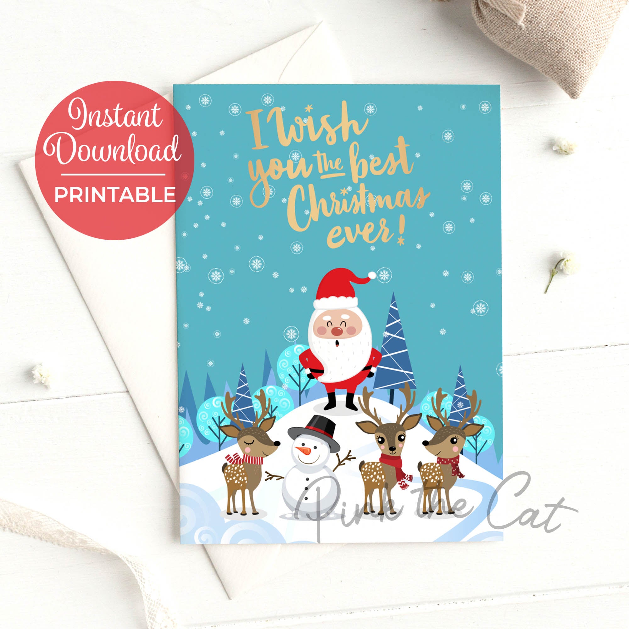 Santa claus christmas greeting card printable for family and friends ...