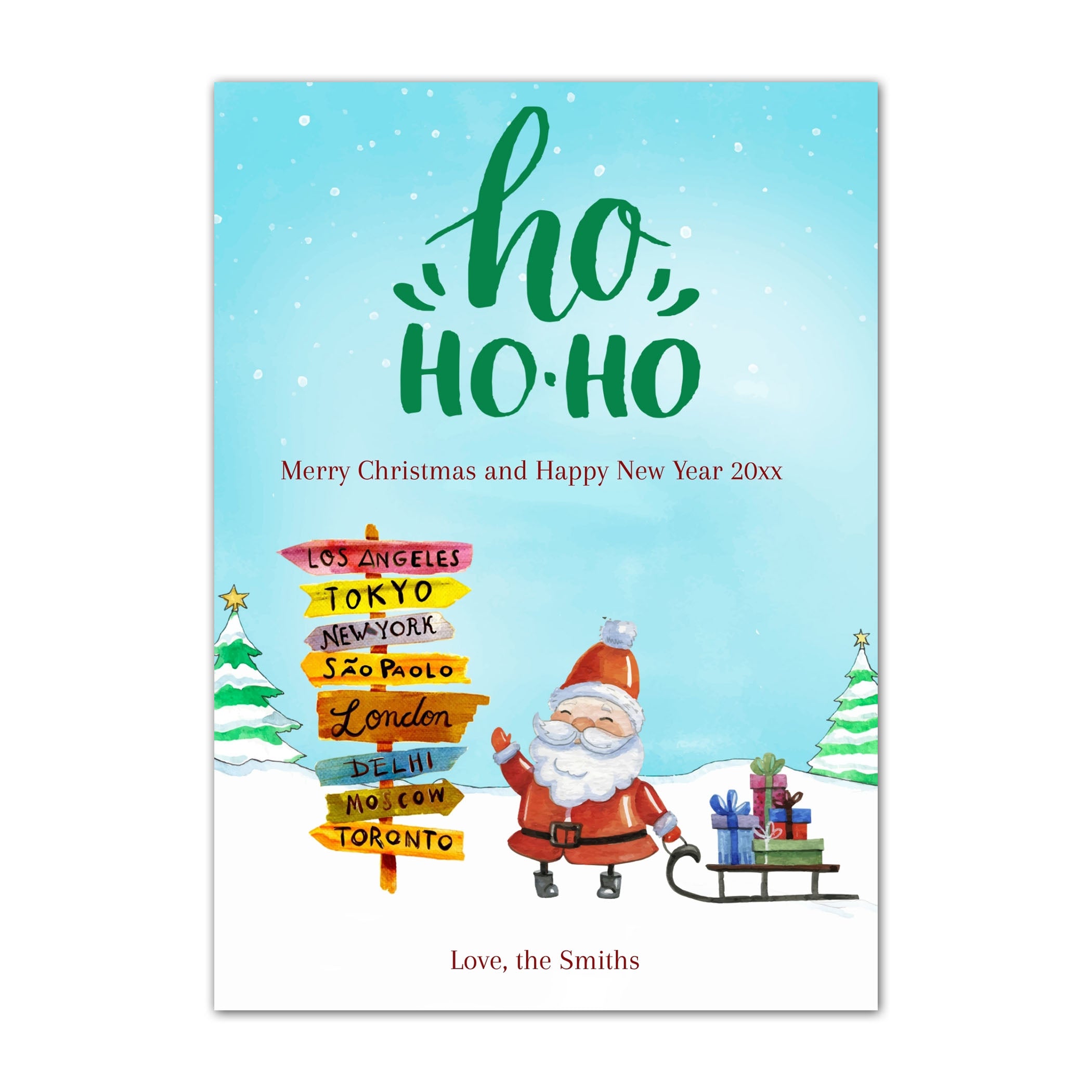 Christmas tree santa claus greeting card printable