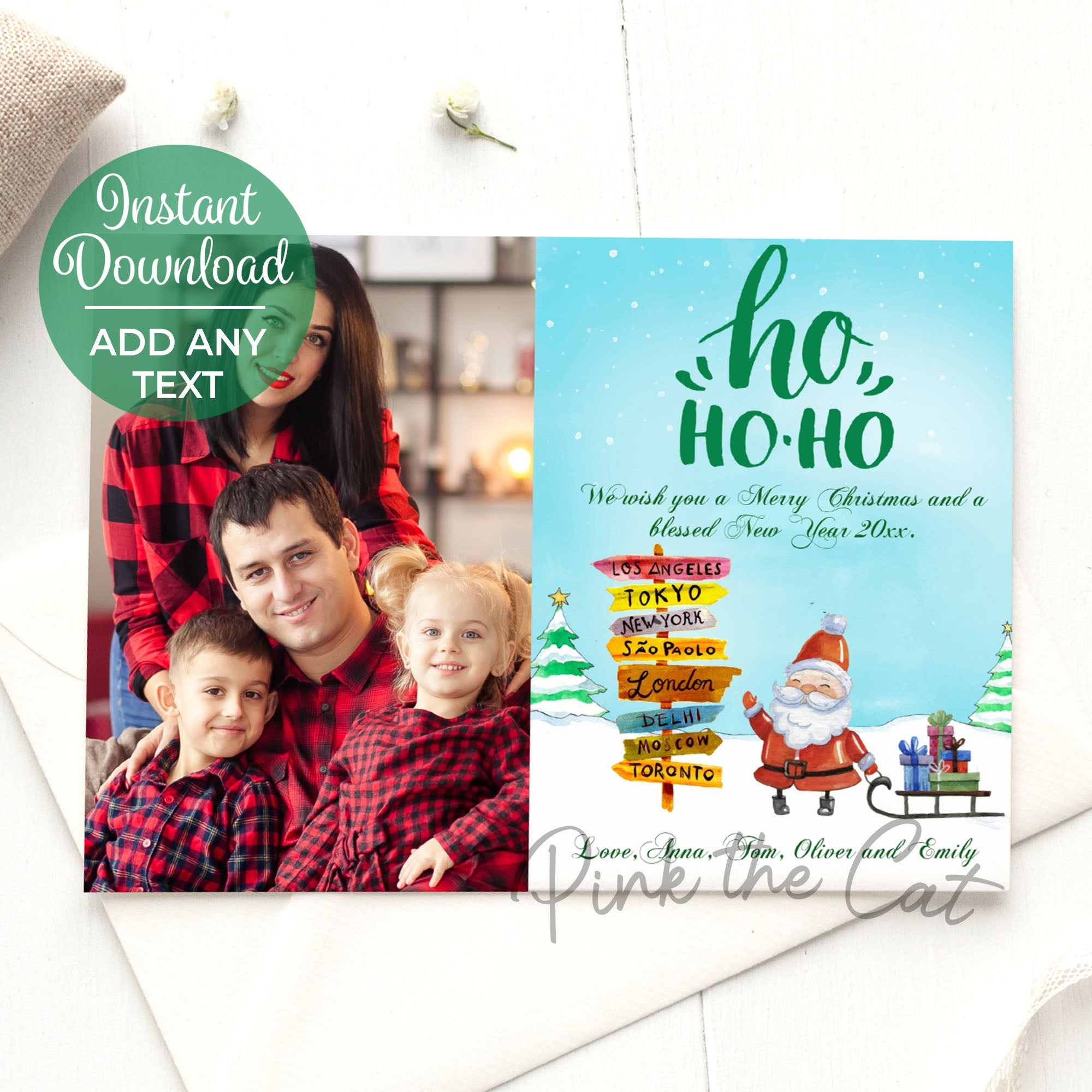 Christmas santa claus greeting photo card printable