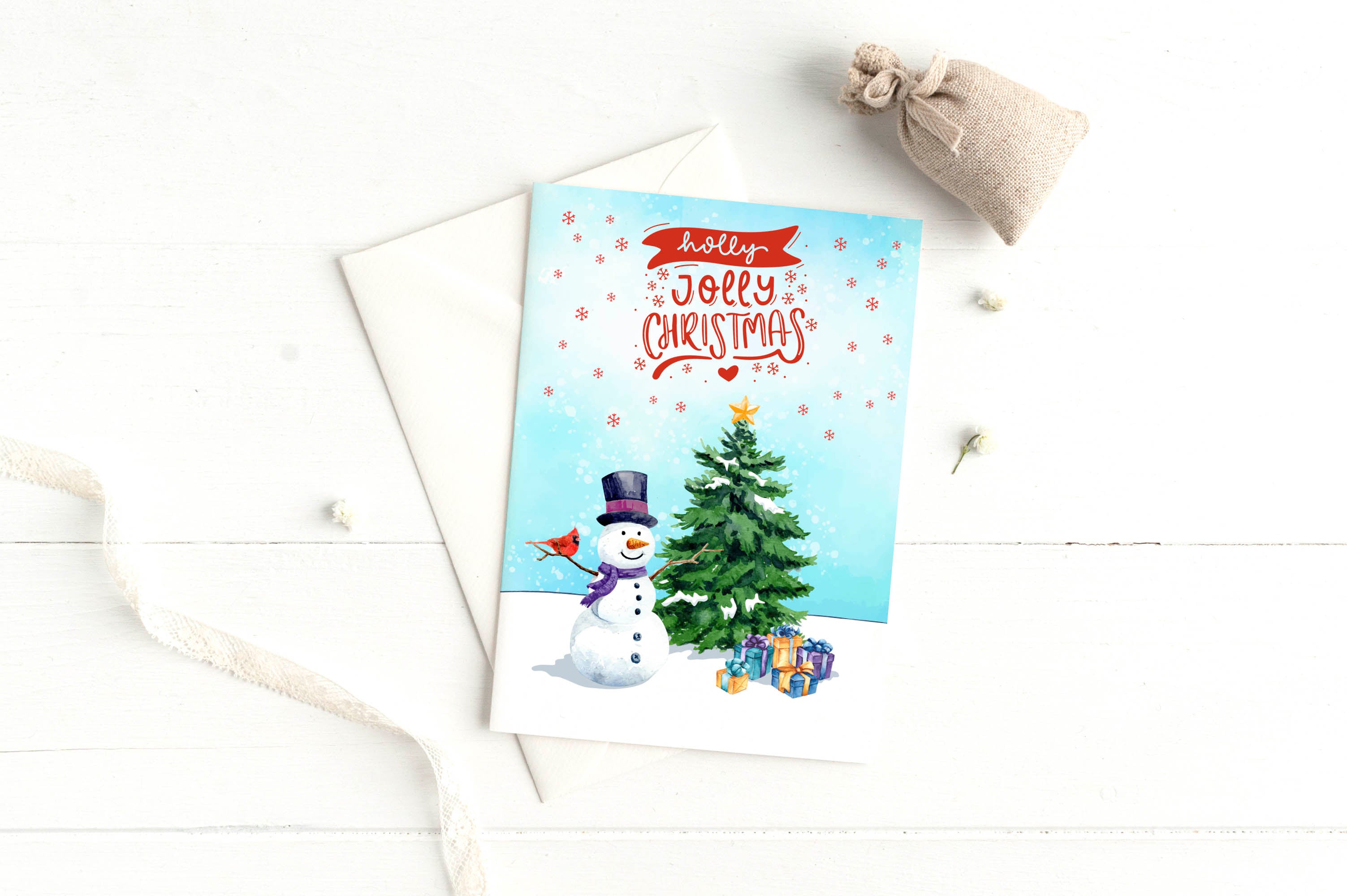 Snowman christmas greeting card printable