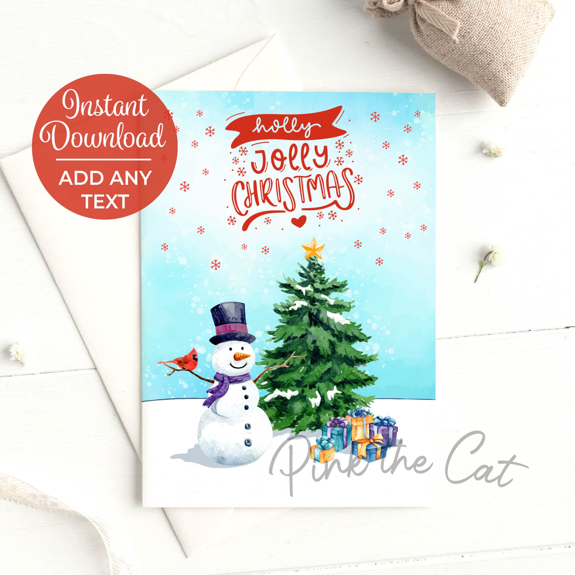 Snowman christmas greeting card printable
