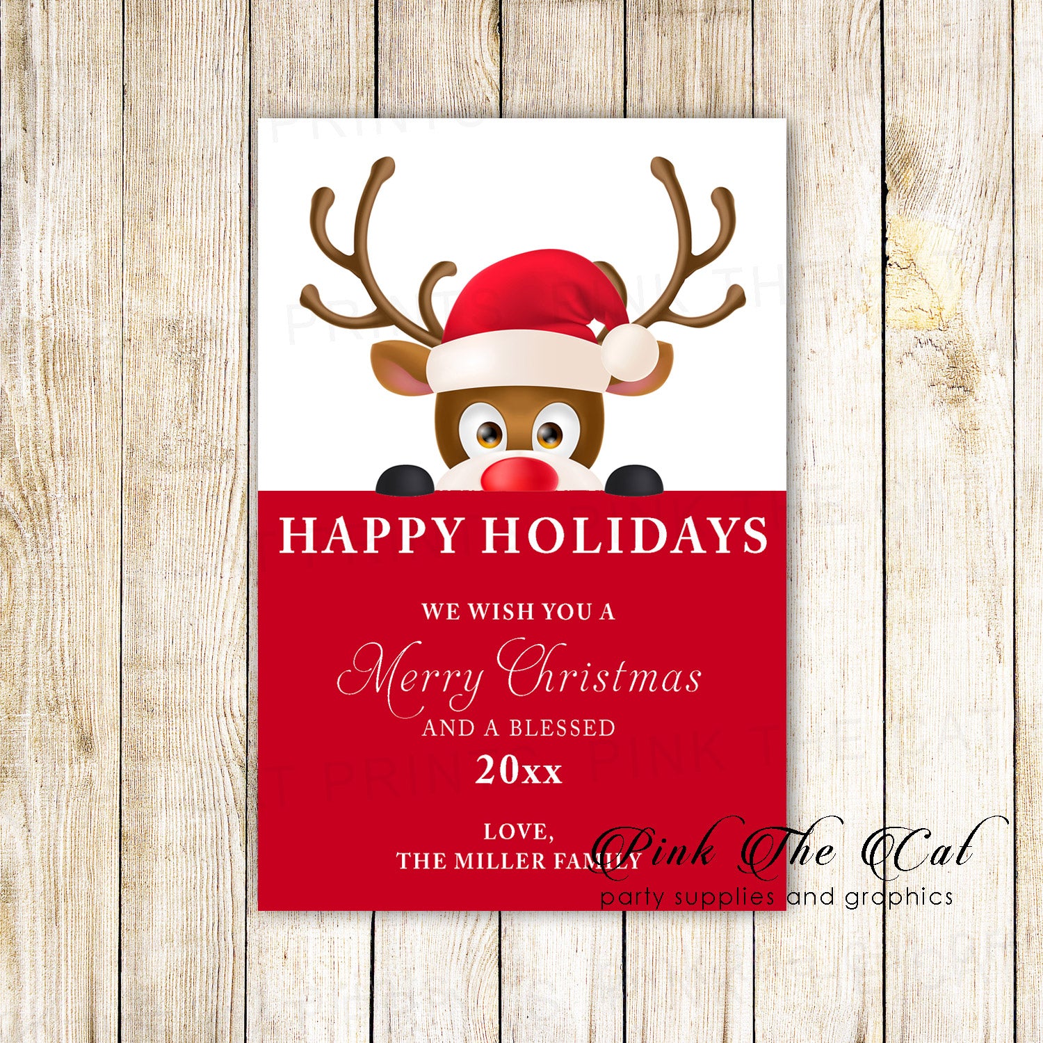 30 Holiday christmas greeting cards raindeer cute hat