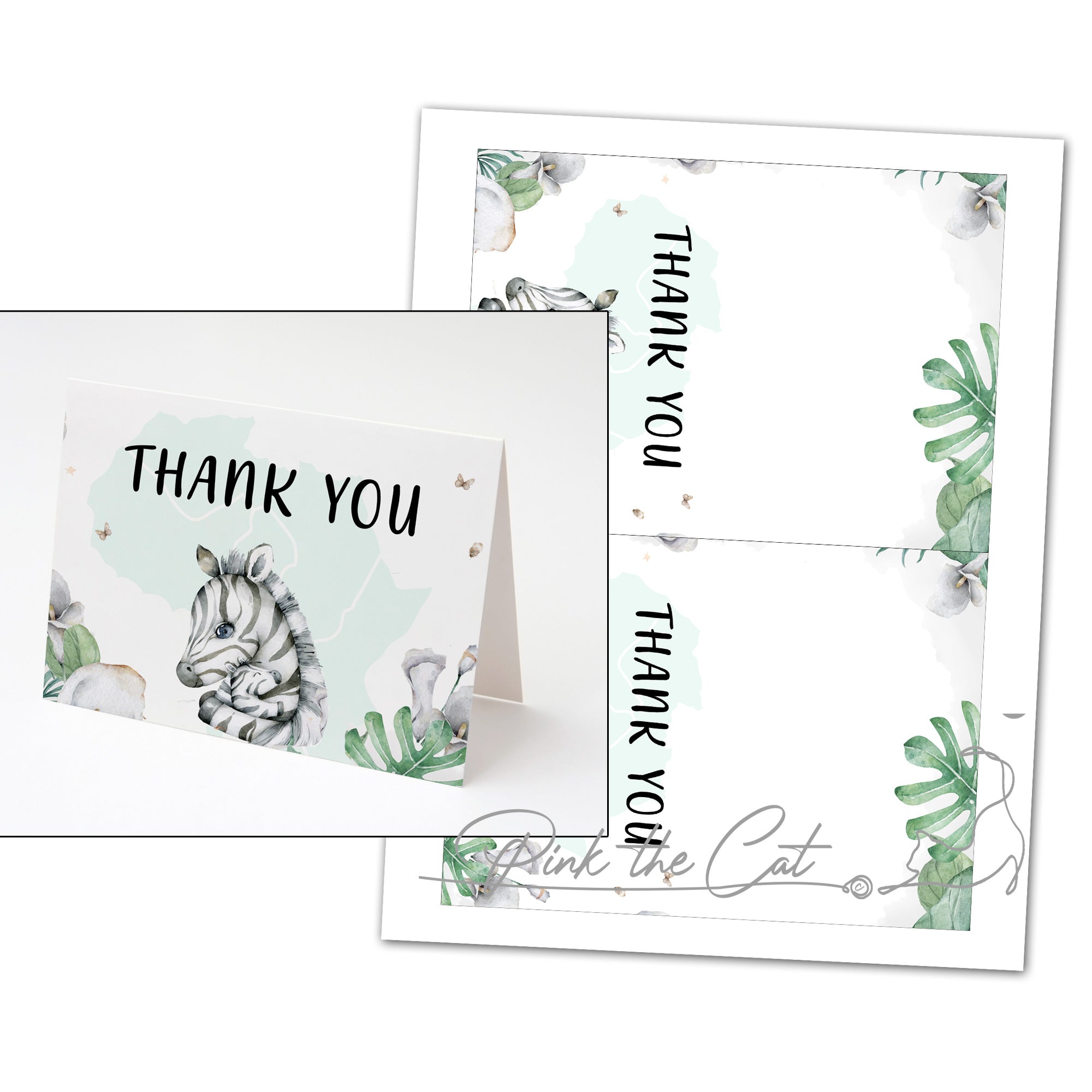 Mom and baby zebra watercolor invitation