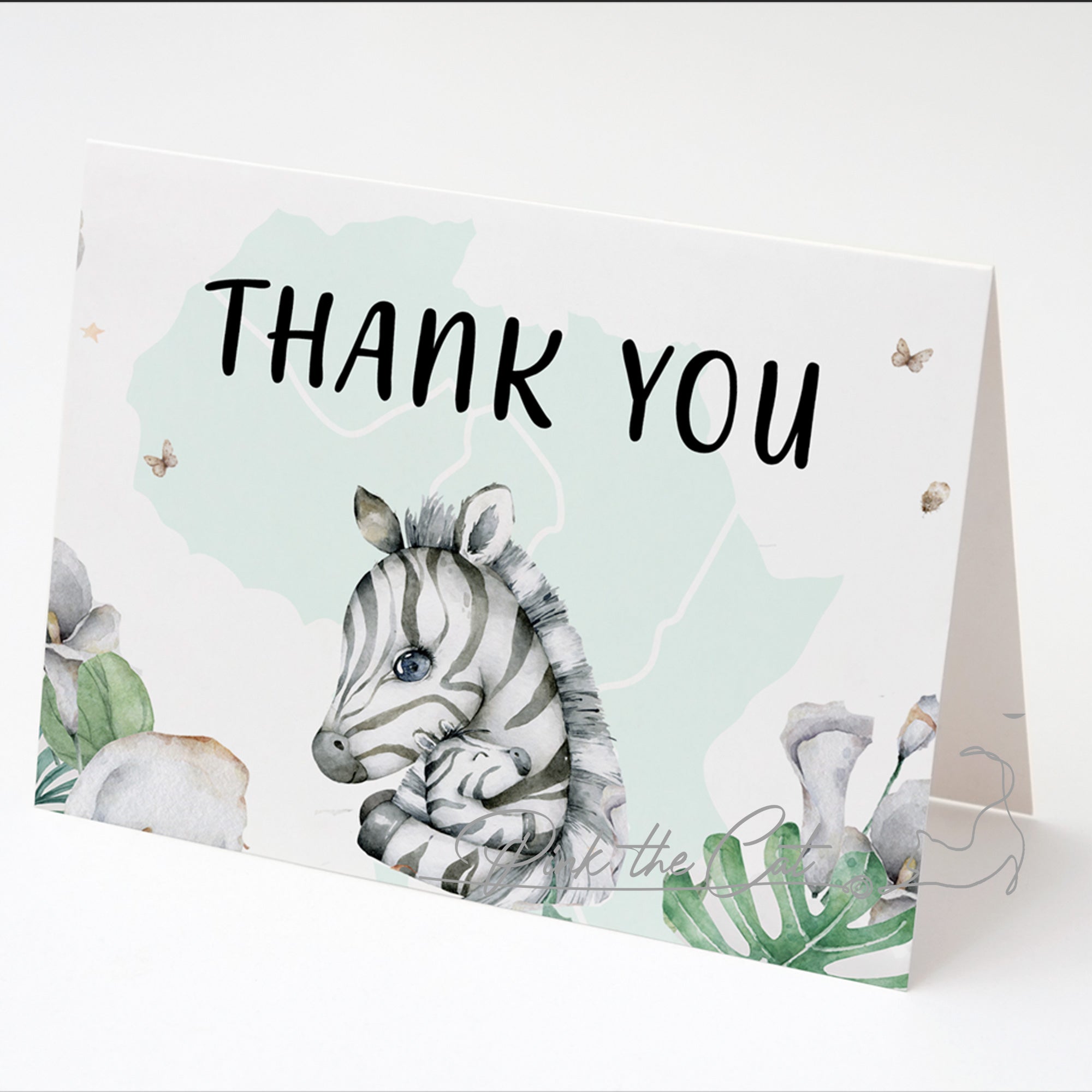 Mom and baby zebra watercolor invitation