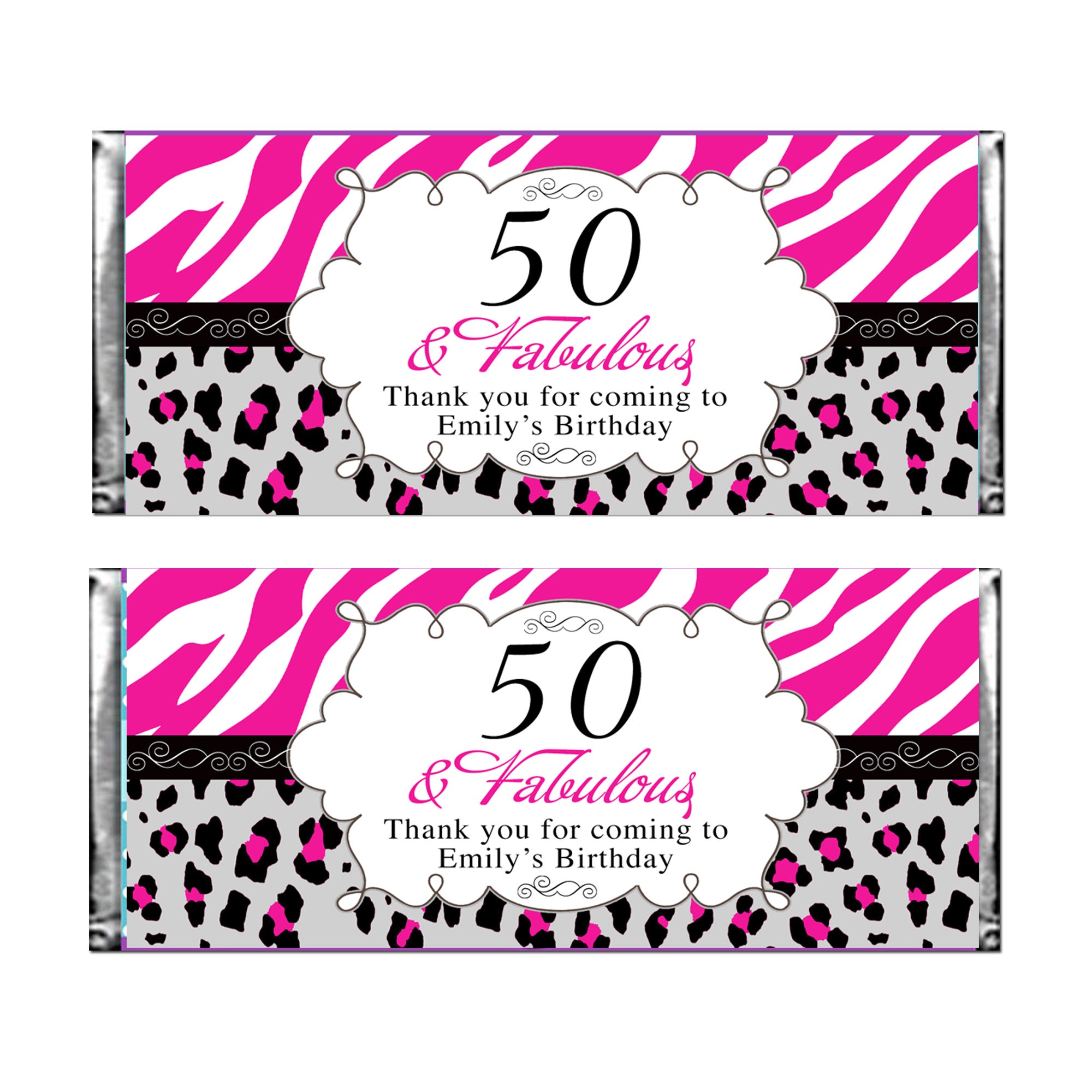Candy bar wrappers adult birthday pink black printable