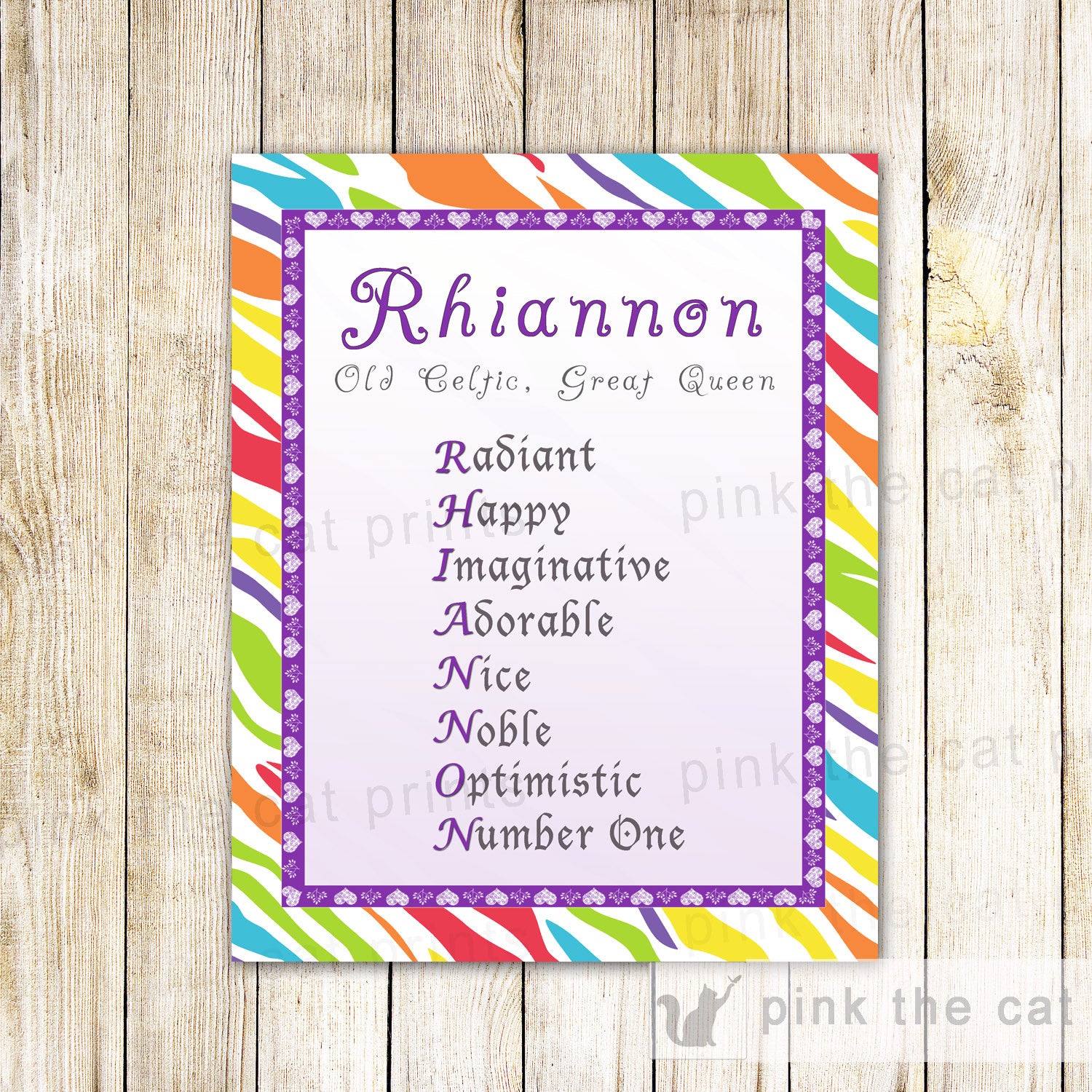 Rainbow Zebra Nursery Bedroom Decoration Baby Girl Shower Birthday Gift